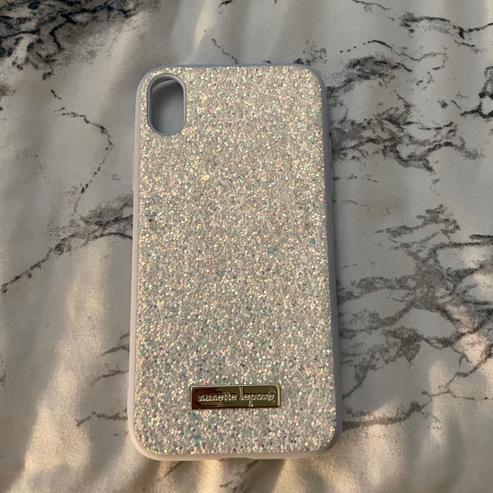 White Glitter & Blue iPhone XR case
